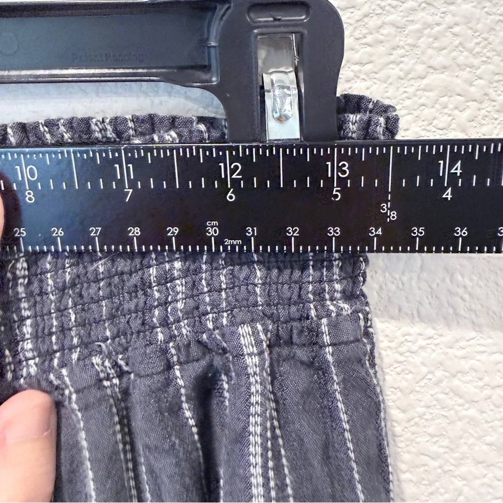 Given Kale Striped Wide Leg Pants M Smocked Waist Boho Coastal Grandmacore - Picture 9 of 11